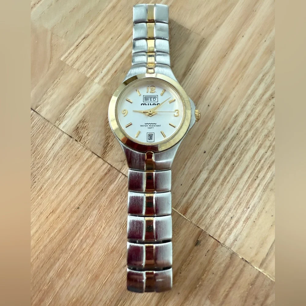 Milan ladies two tone day date watch NEW BATTERY